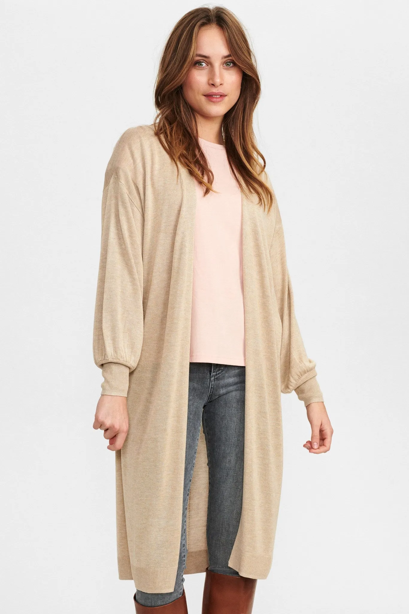 NUBIA LONG CARDIGAN - NOOS - Sesame Melange