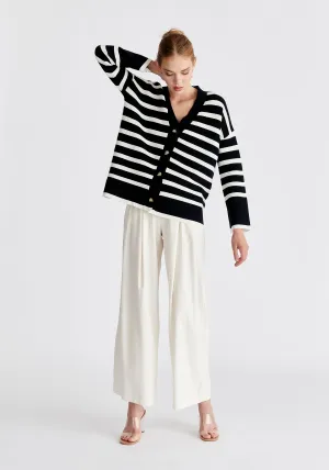 Paisie Striped Ribbed Cardigan