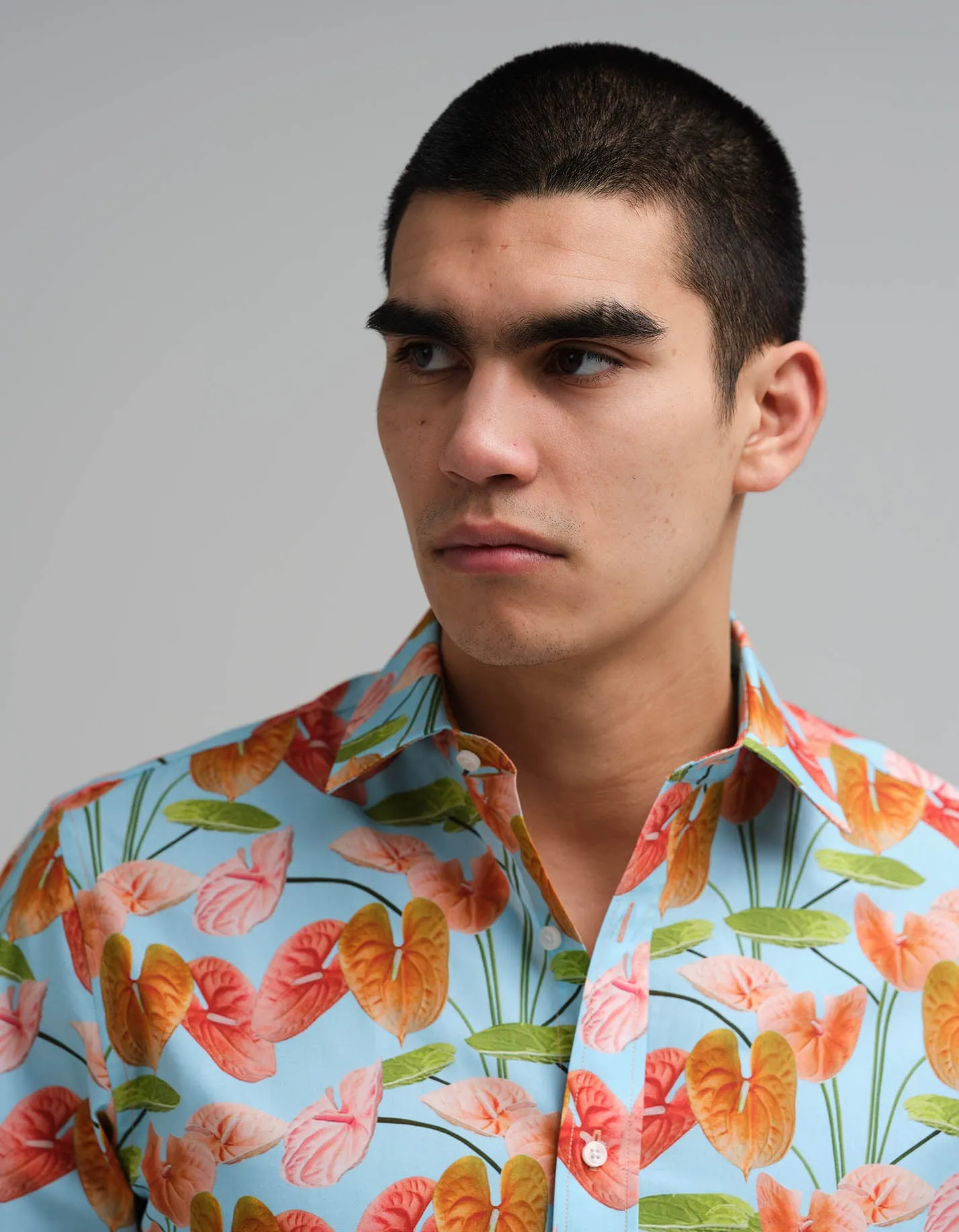 Peach Anthuriums Printed Shirt