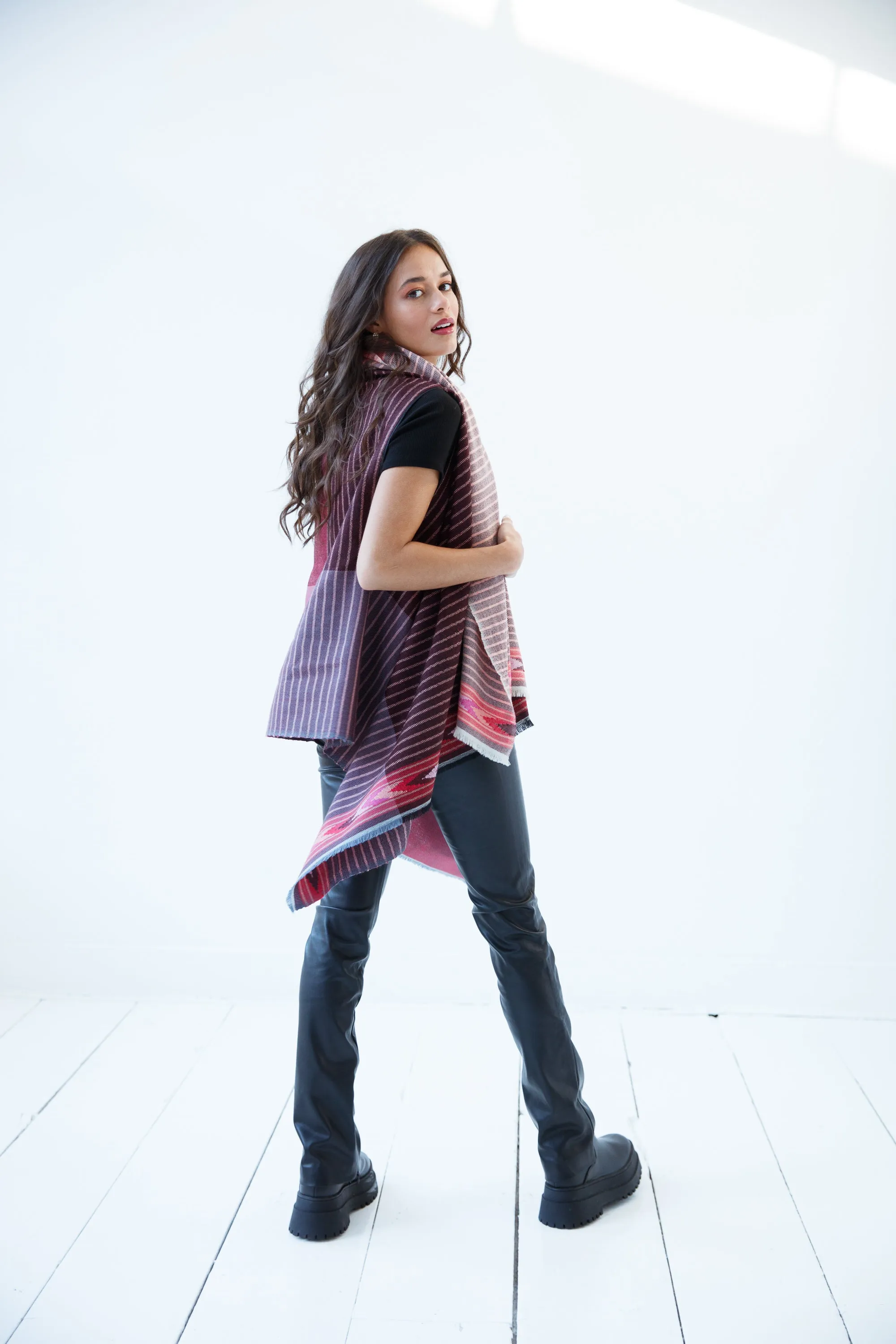 PETITE Light Wool Cape Fusion Red