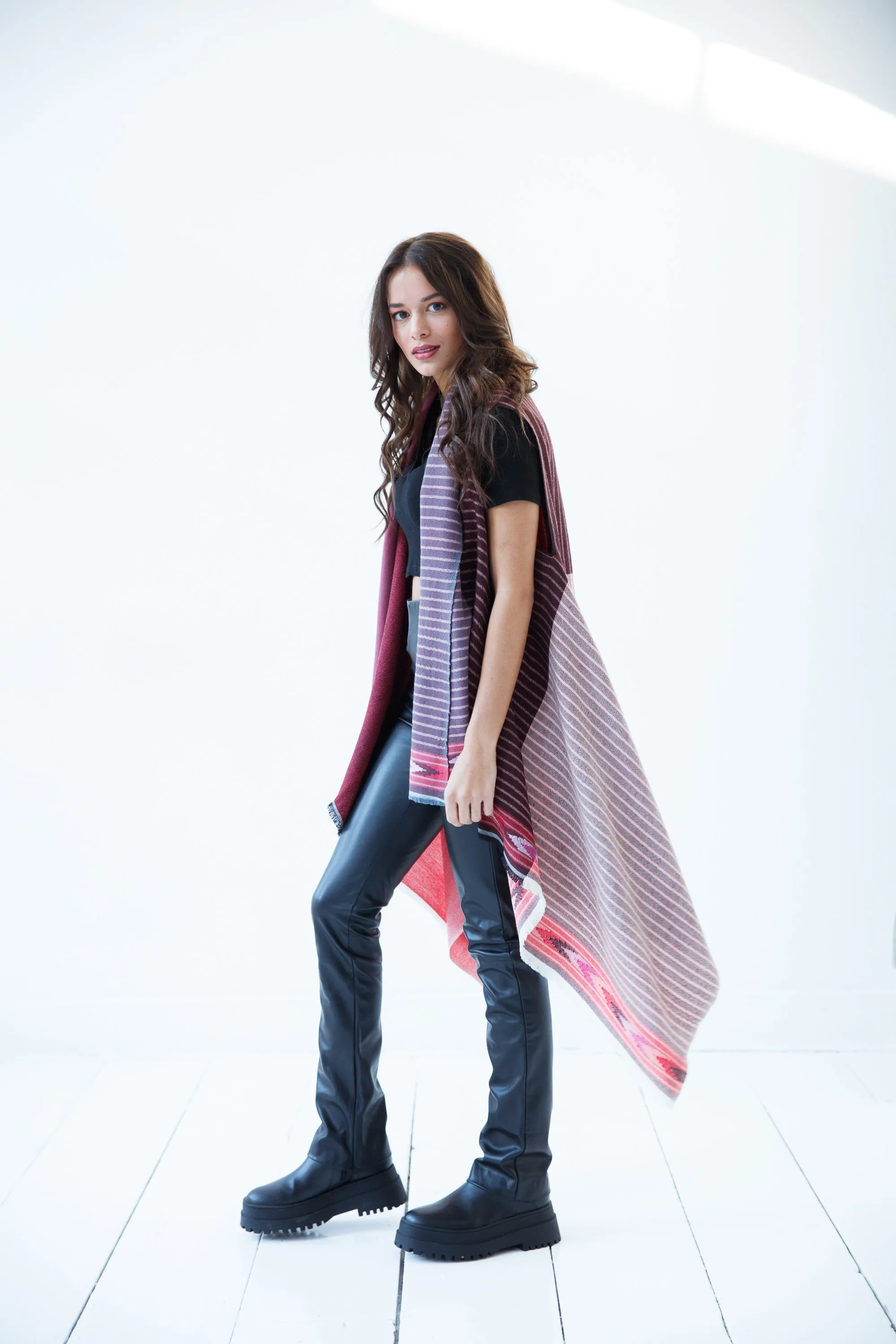 PETITE Light Wool Cape Fusion Red