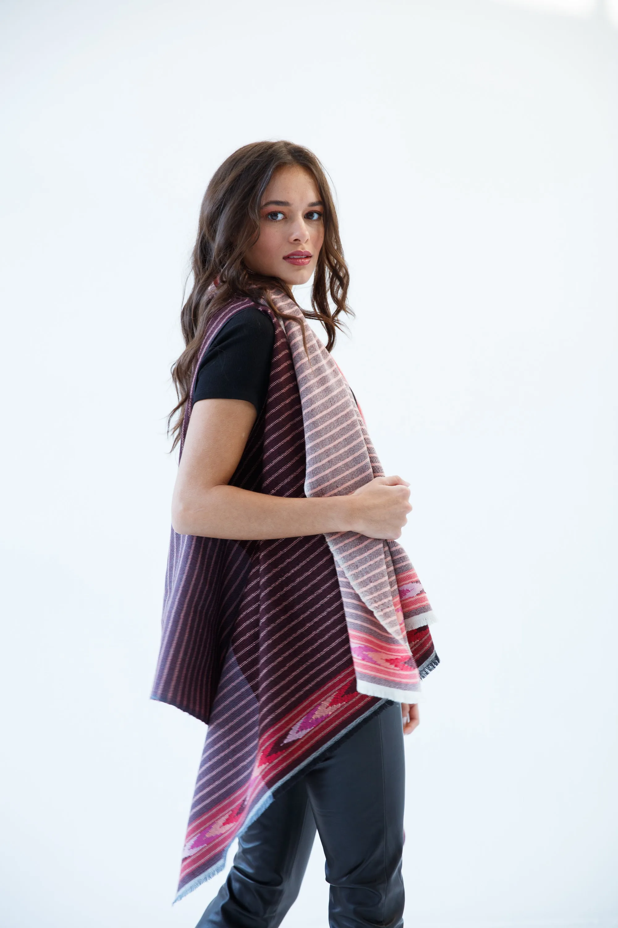 PETITE Light Wool Cape Fusion Red