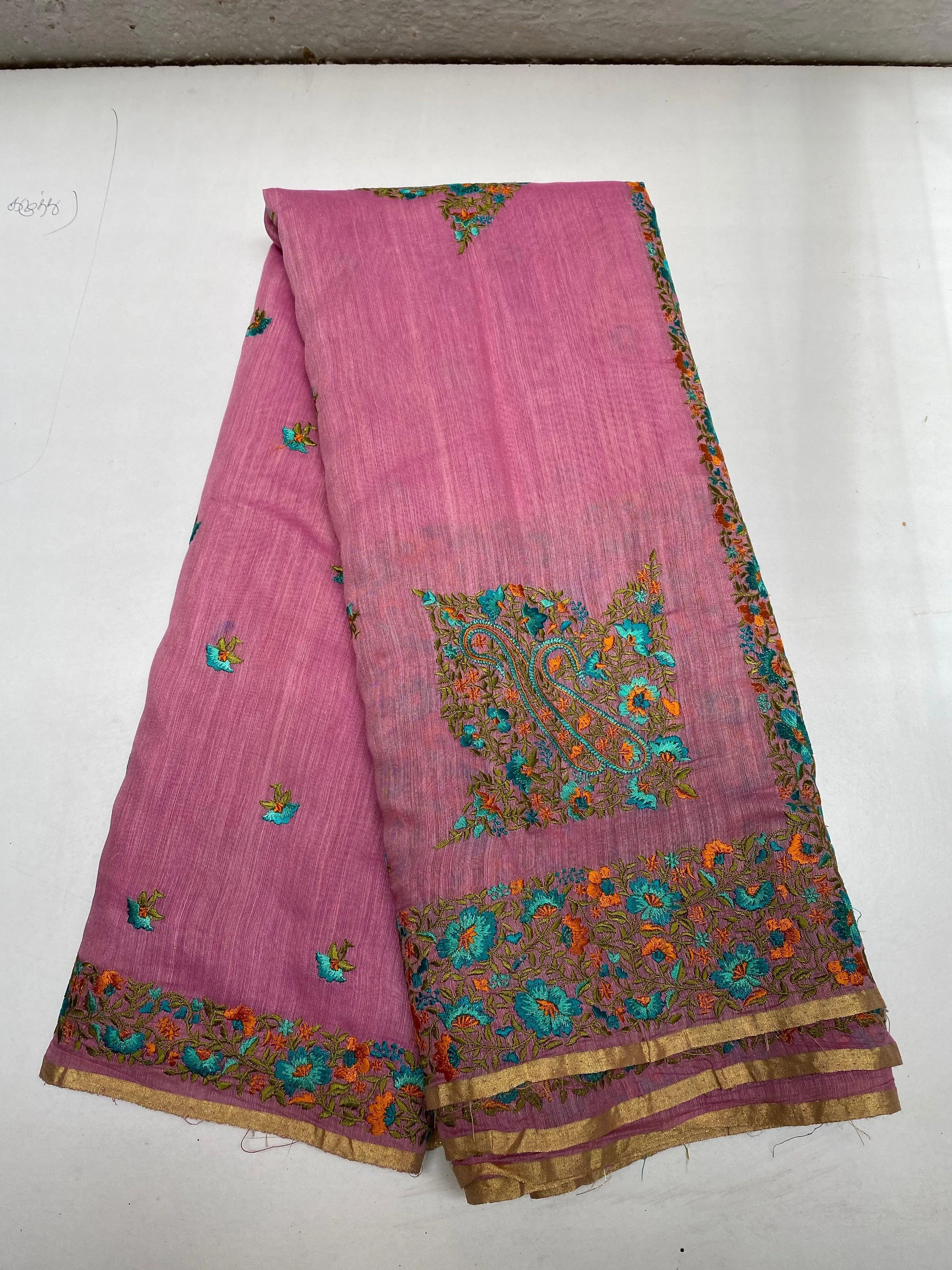 Purple Dude chanderi saree with blouse