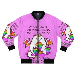 "Embrace Your Unique Self" Rainbow Dragon Bomber Jacket