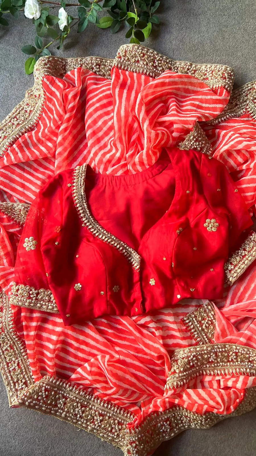 Reddish silk handwork blouse ( only blouse )