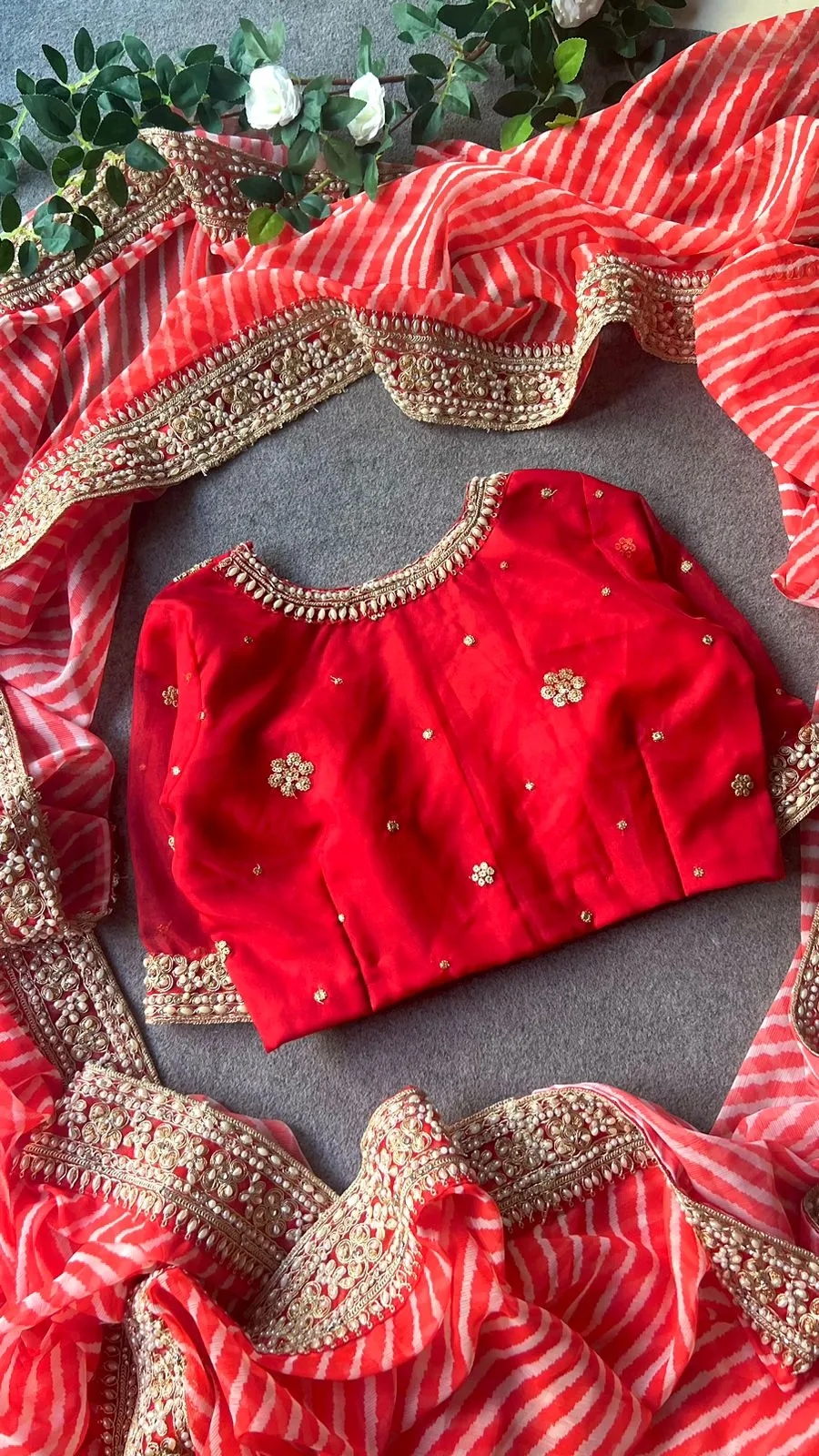 Reddish silk handwork blouse ( only blouse )