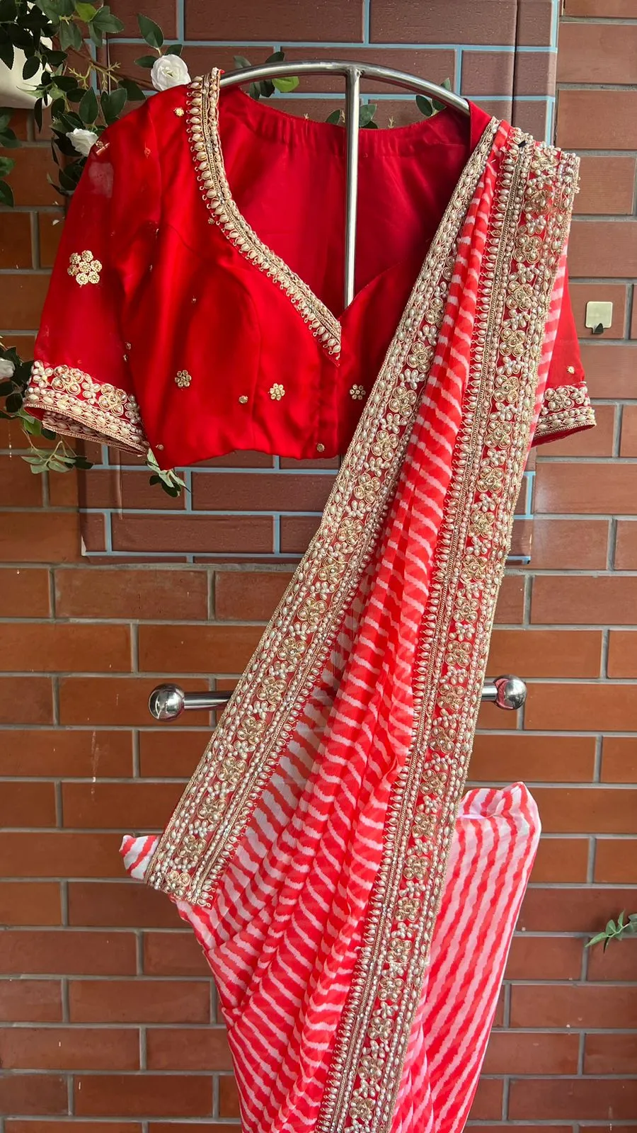 Reddish silk handwork blouse ( only blouse )