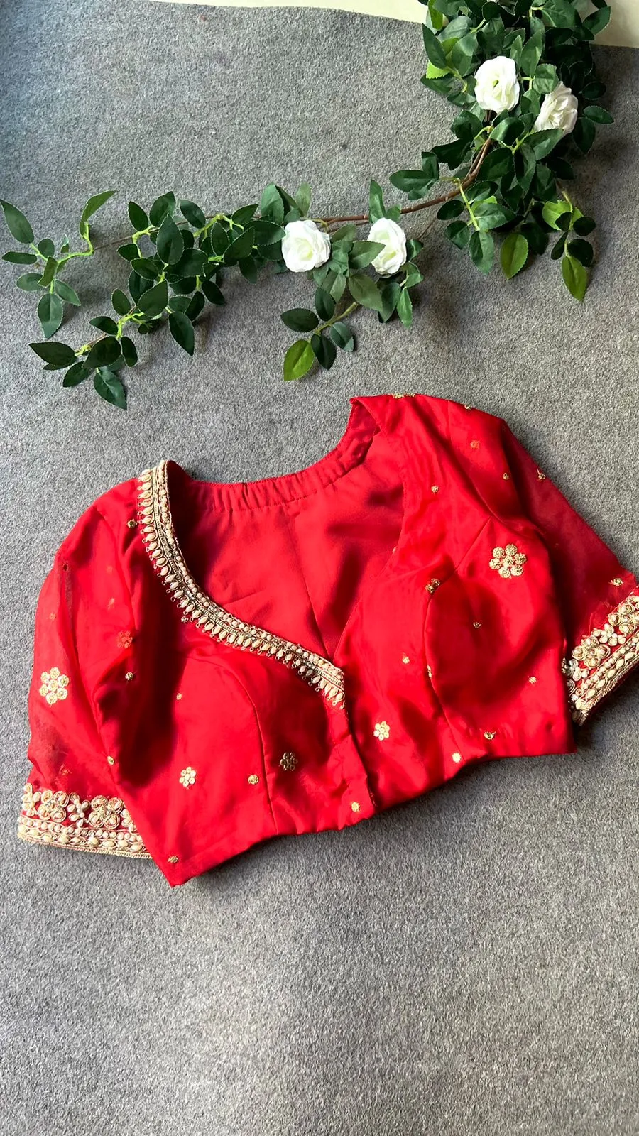 Reddish silk handwork blouse ( only blouse )