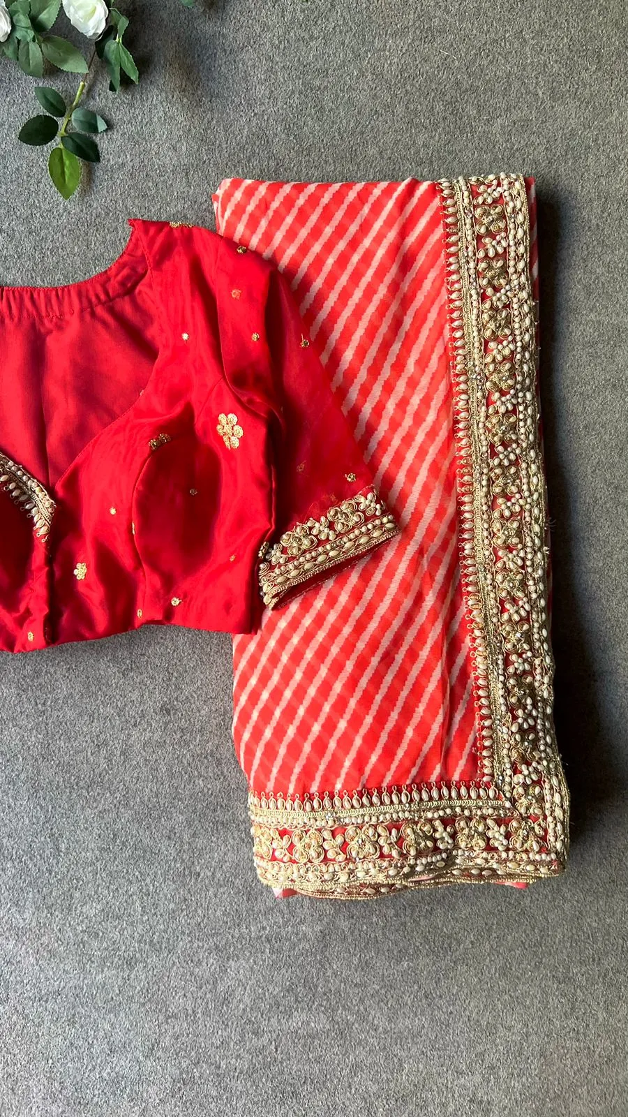 Reddish silk handwork blouse ( only blouse )