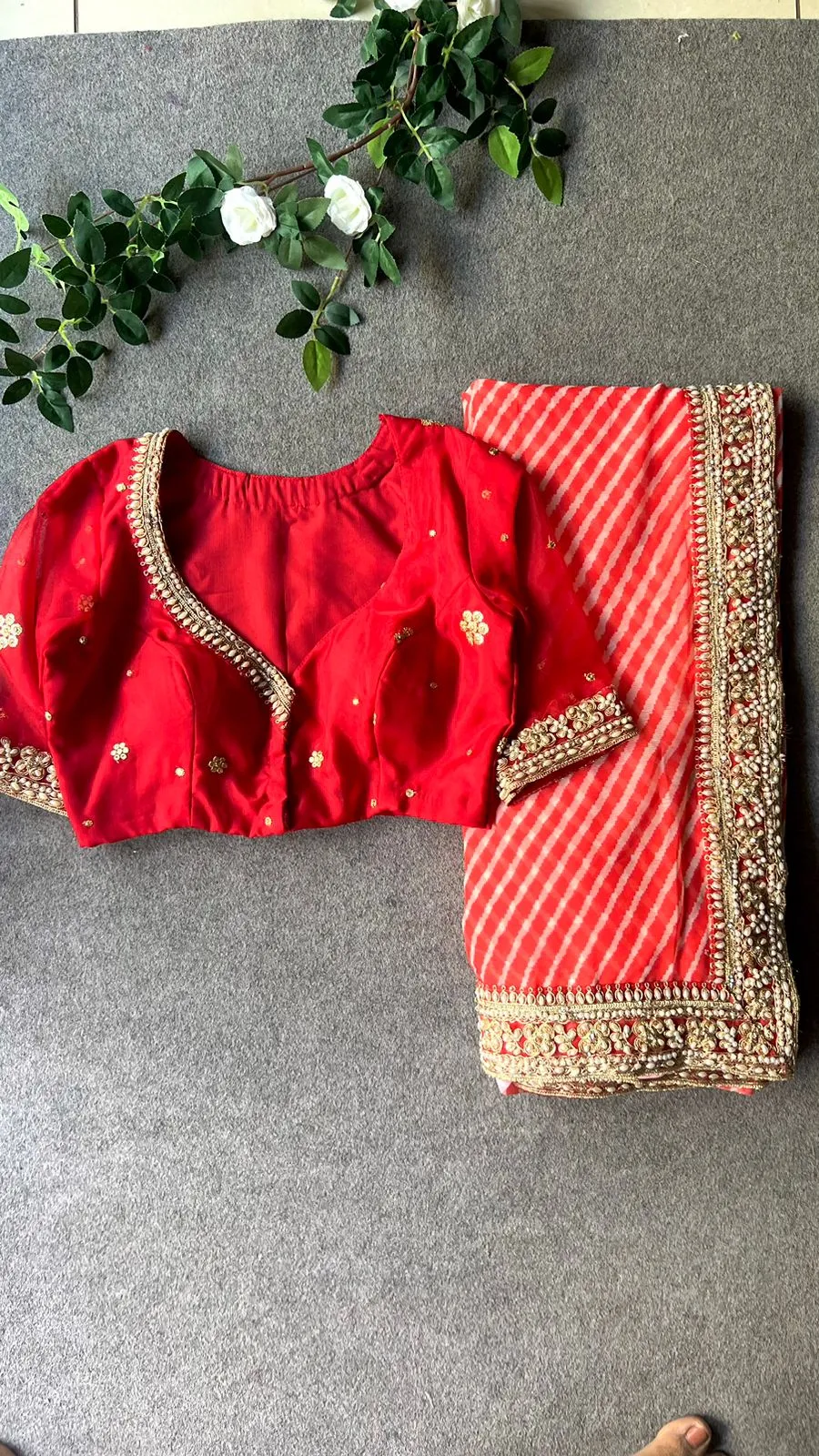 Reddish silk handwork blouse ( only blouse )