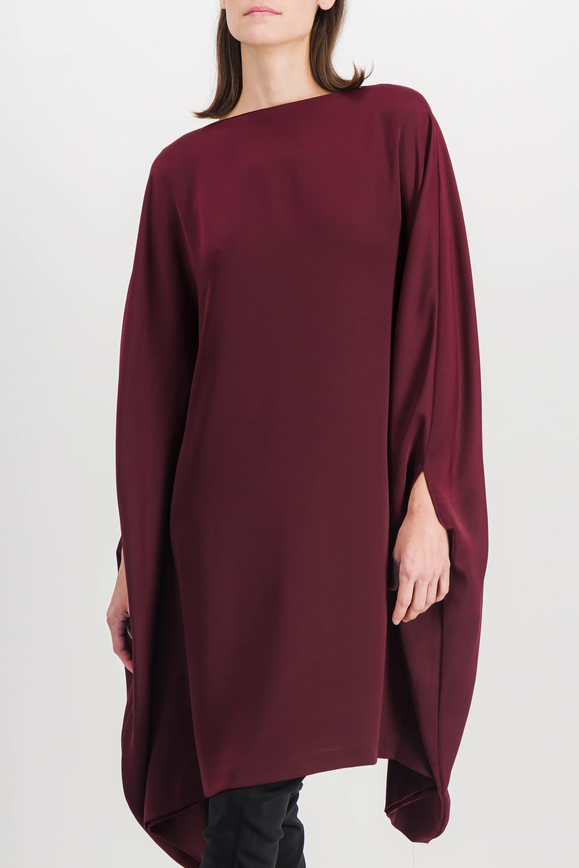 Satin crêpe cape dress