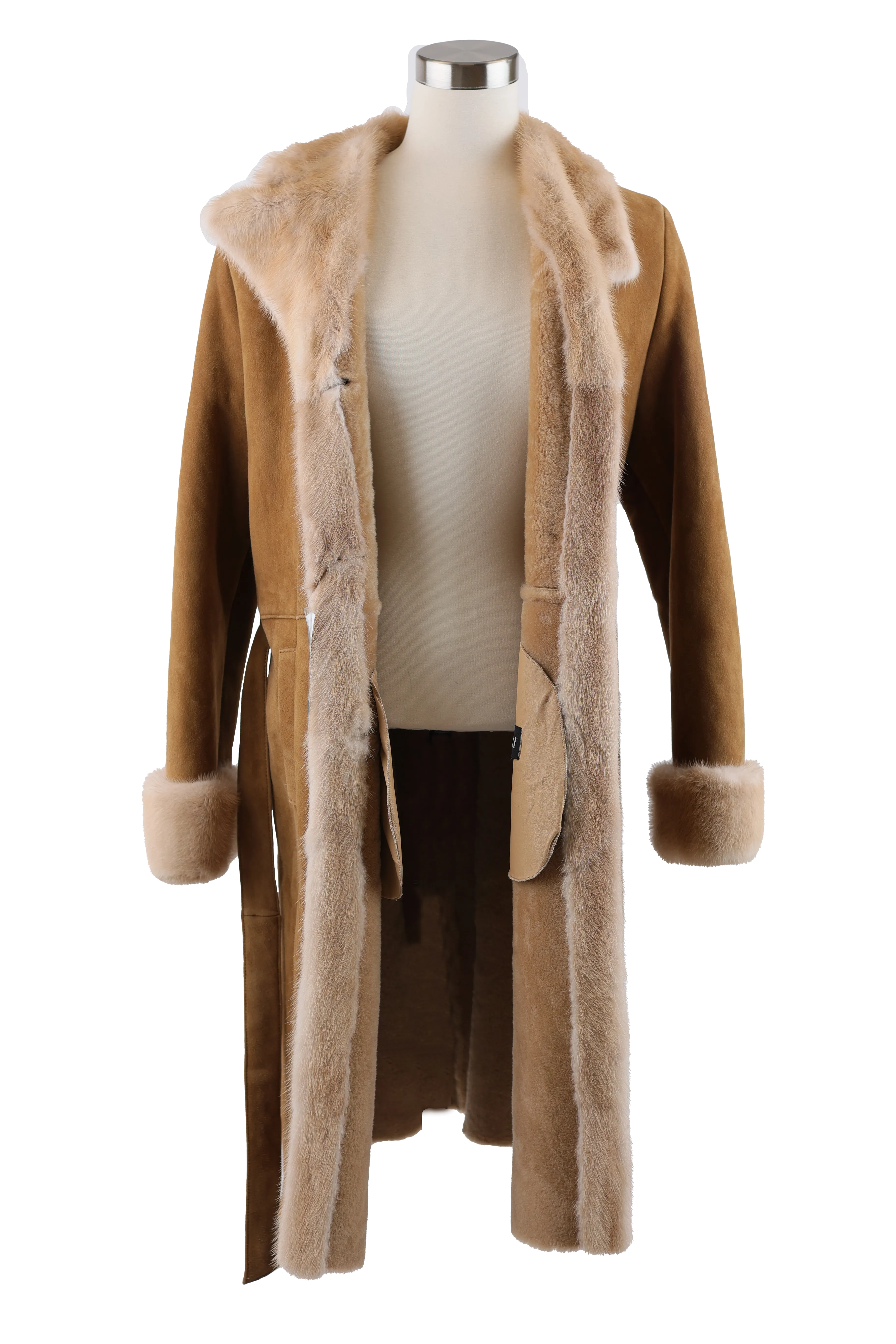 Shearling Lined Suede Parka W/ Mink Trim