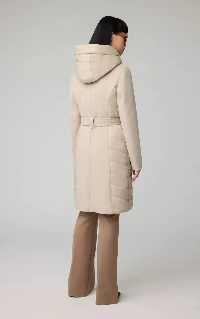 SOIA&KYO ADELINE - Slim-Fit Mixed Media Wool Coat With Removable Bib & Hood