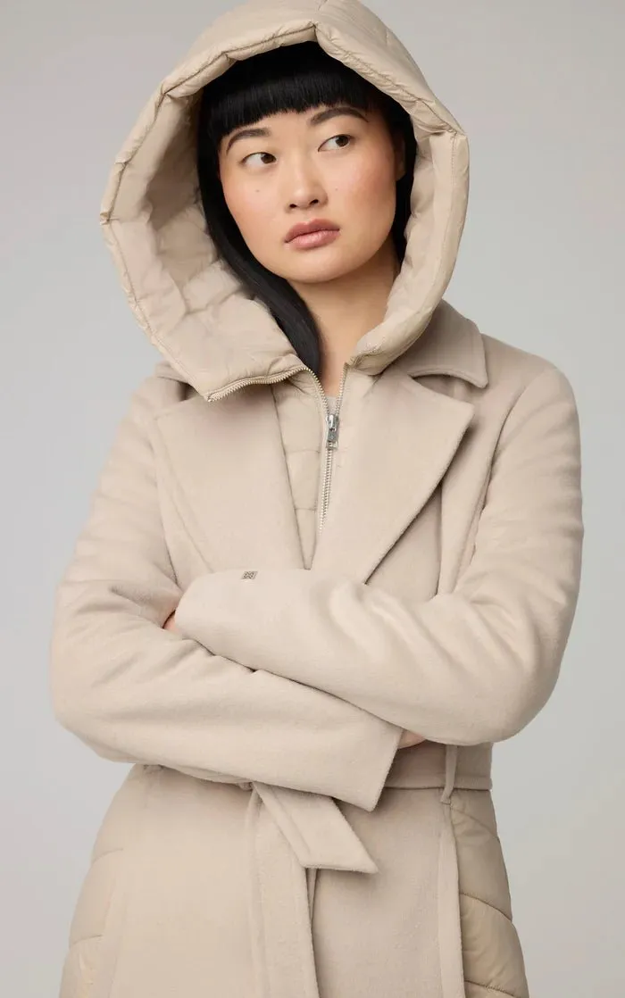 SOIA&KYO ADELINE - Slim-Fit Mixed Media Wool Coat With Removable Bib & Hood