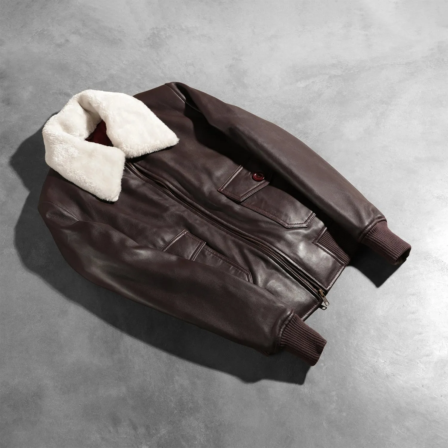 Stella G-1 Maroon Leather Bomber Jacket