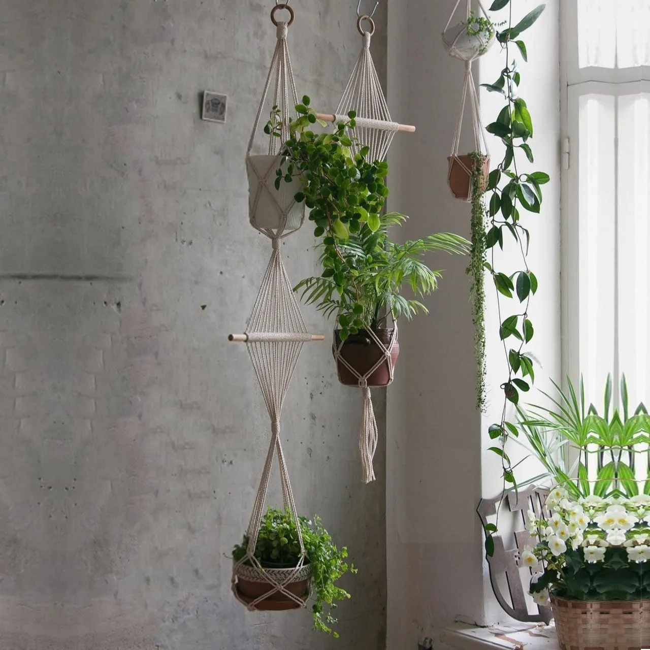 Stylish 2-Tier Macrame Plant Hanger (Set of 3)