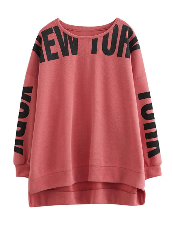 Stylish Letter Print Round-Neck Sweatshirt