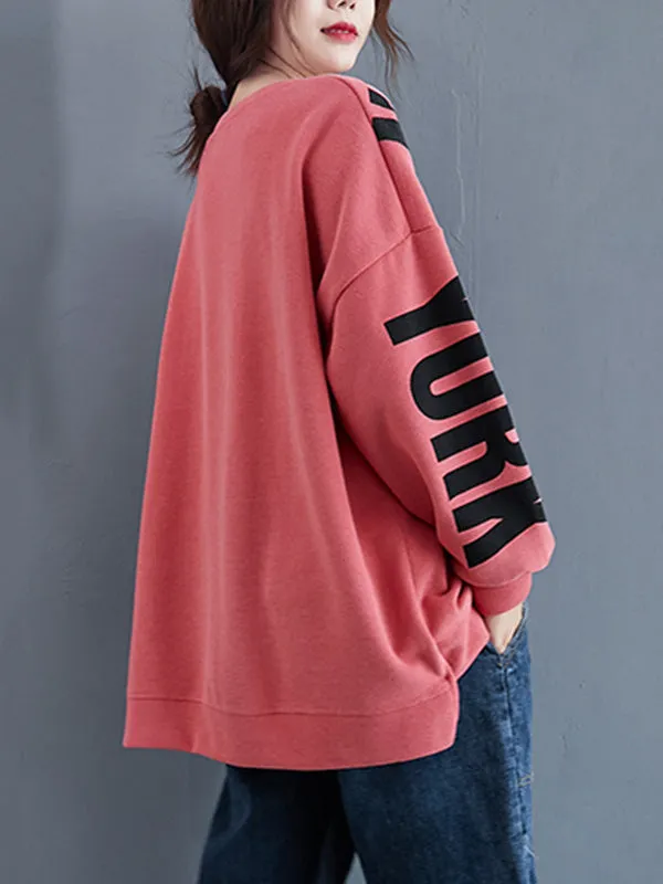 Stylish Letter Print Round-Neck Sweatshirt