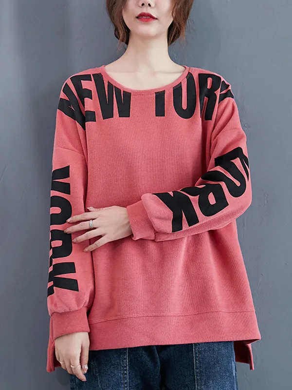 Stylish Letter Print Round-Neck Sweatshirt