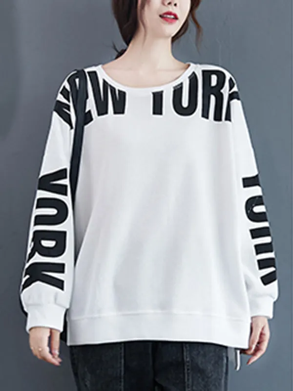 Stylish Letter Print Round-Neck Sweatshirt