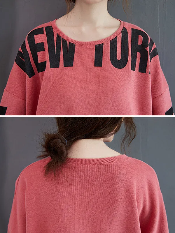 Stylish Letter Print Round-Neck Sweatshirt