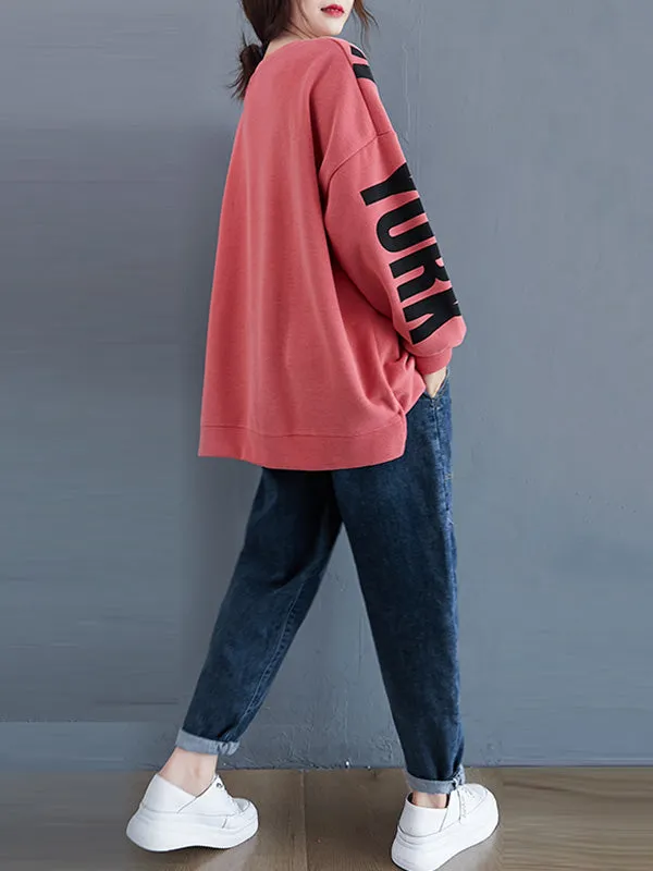 Stylish Letter Print Round-Neck Sweatshirt