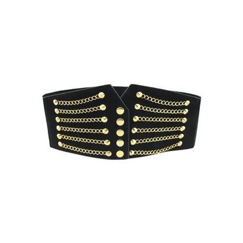 Stylish Rivet Embellished Elastic Waistband For Women - Black