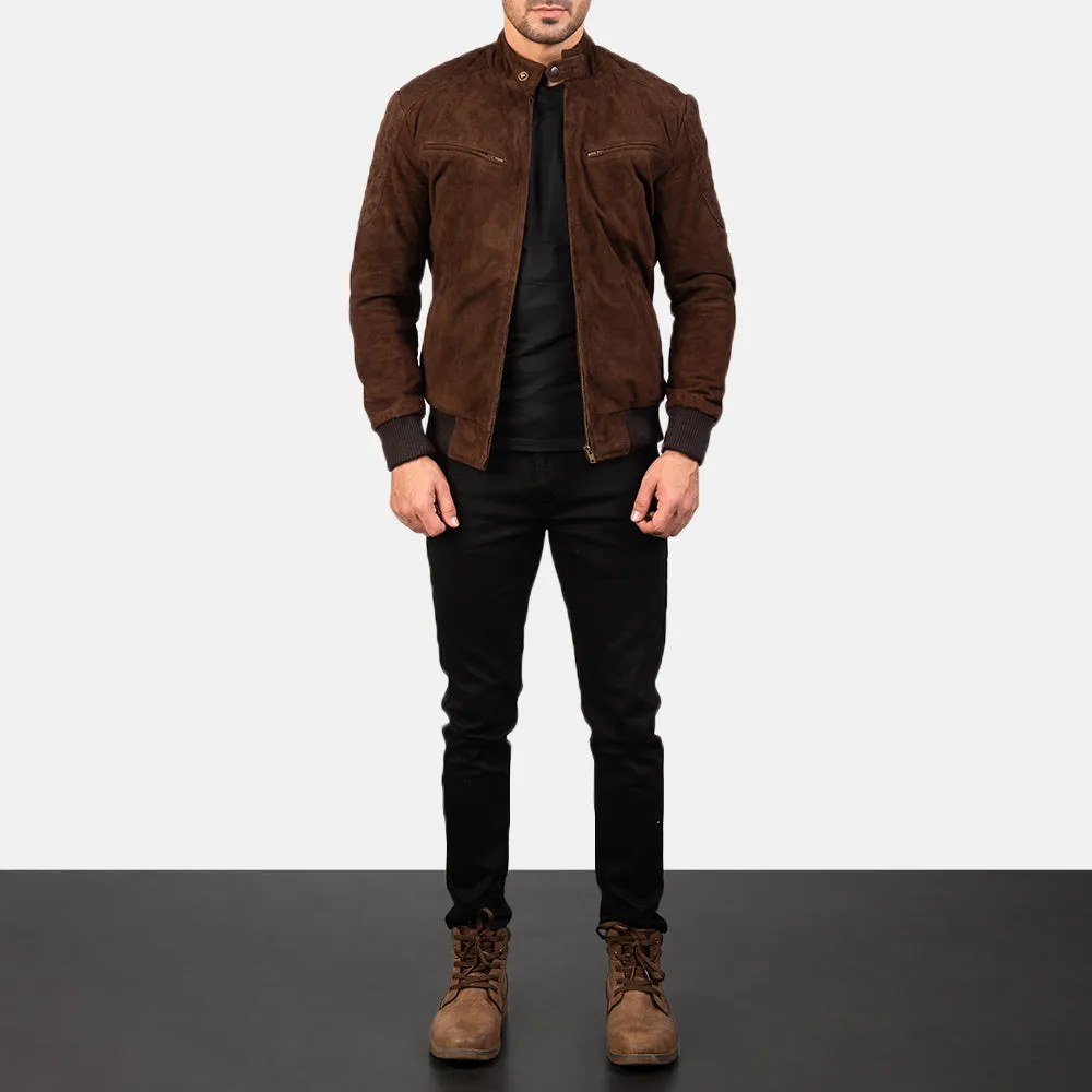 Sven Mocha Suede Bomber Jacket