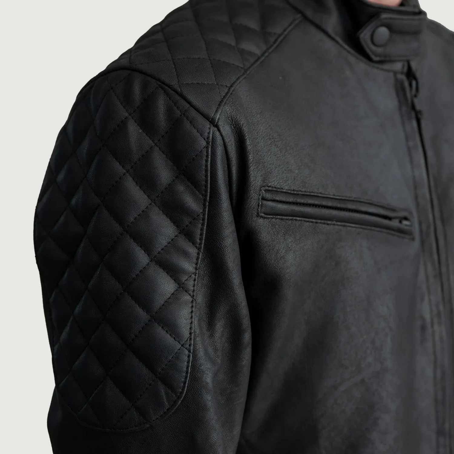 Sven Tumbled Black Leather Bomber Jacket