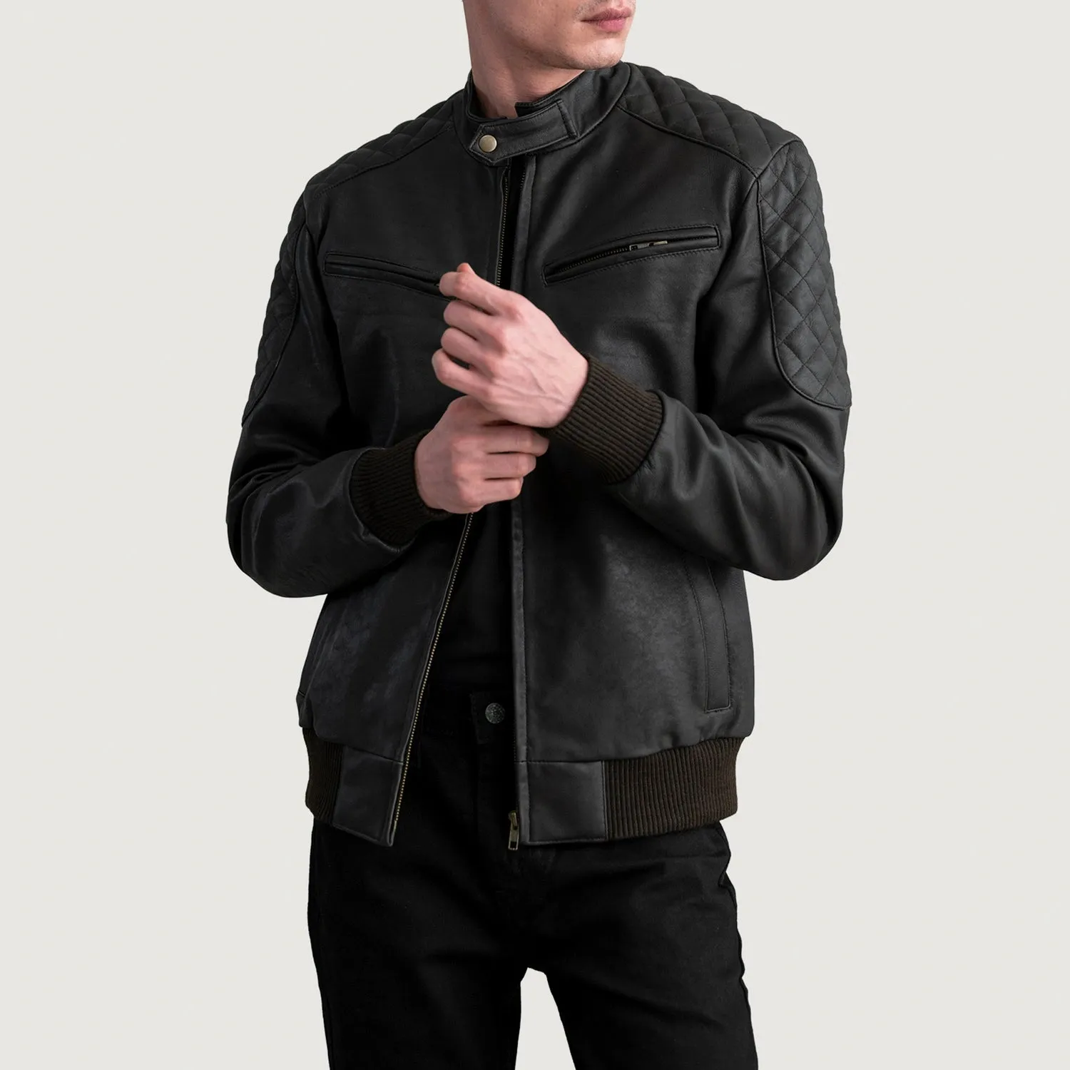 Sven Tumbled Brown Leather Bomber Jacket