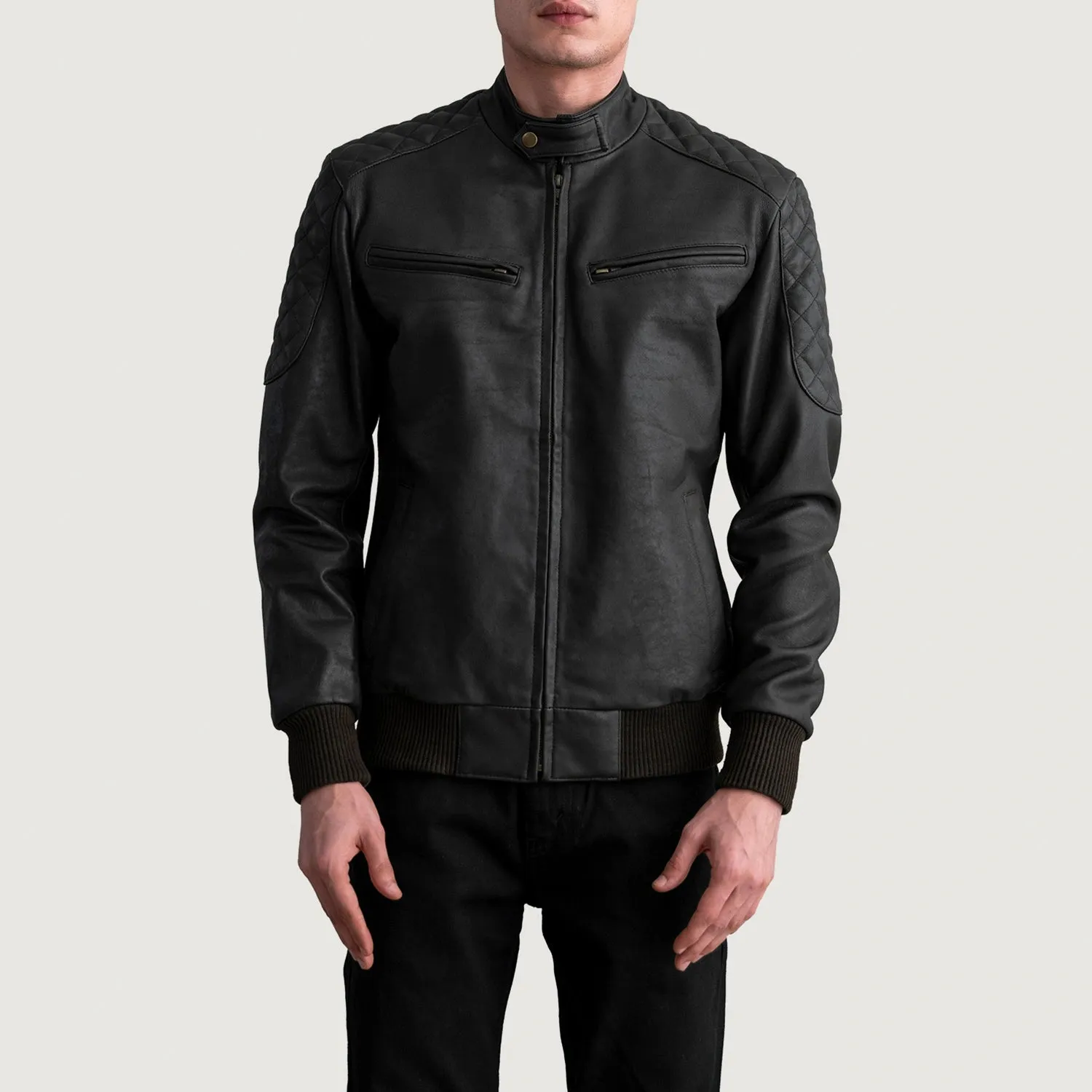 Sven Tumbled Brown Leather Bomber Jacket