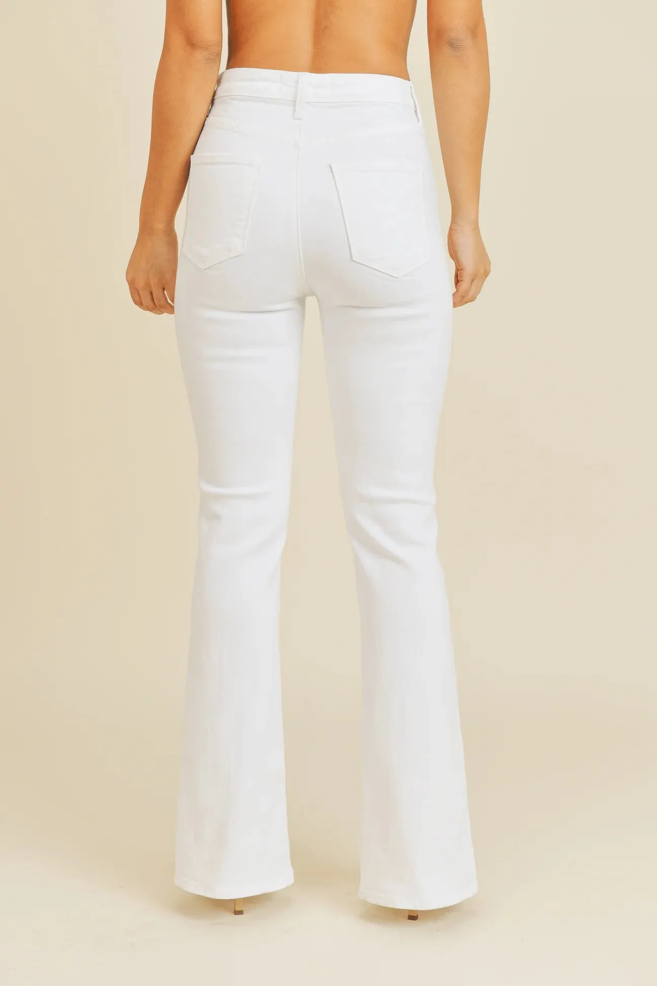 The Jada Slit Front Flare Jeans - White