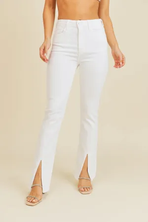 The Jada Slit Front Flare Jeans - White