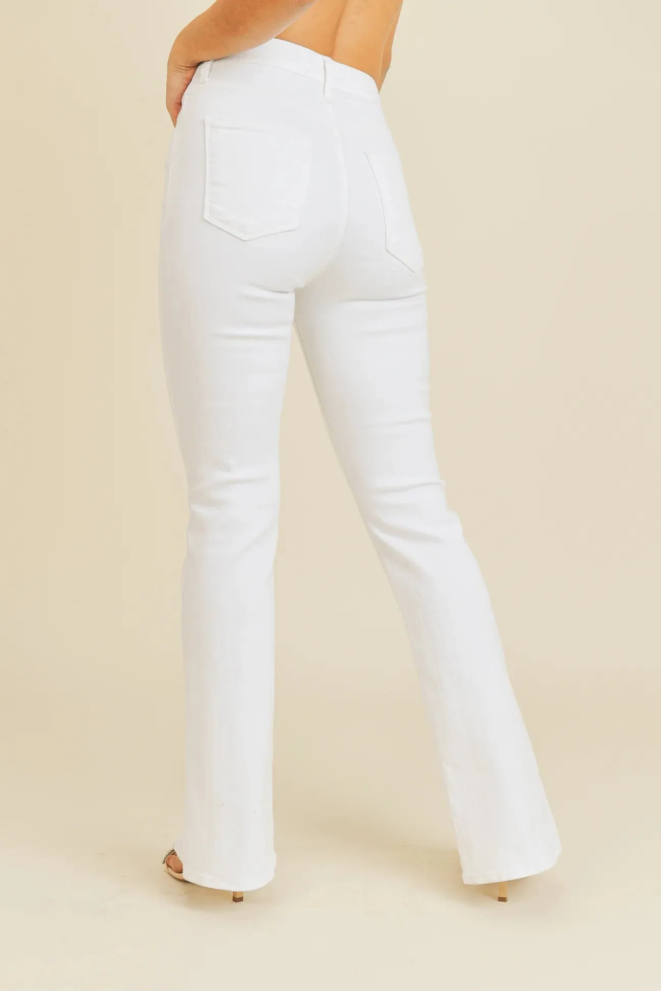 The Jada Slit Front Flare Jeans - White