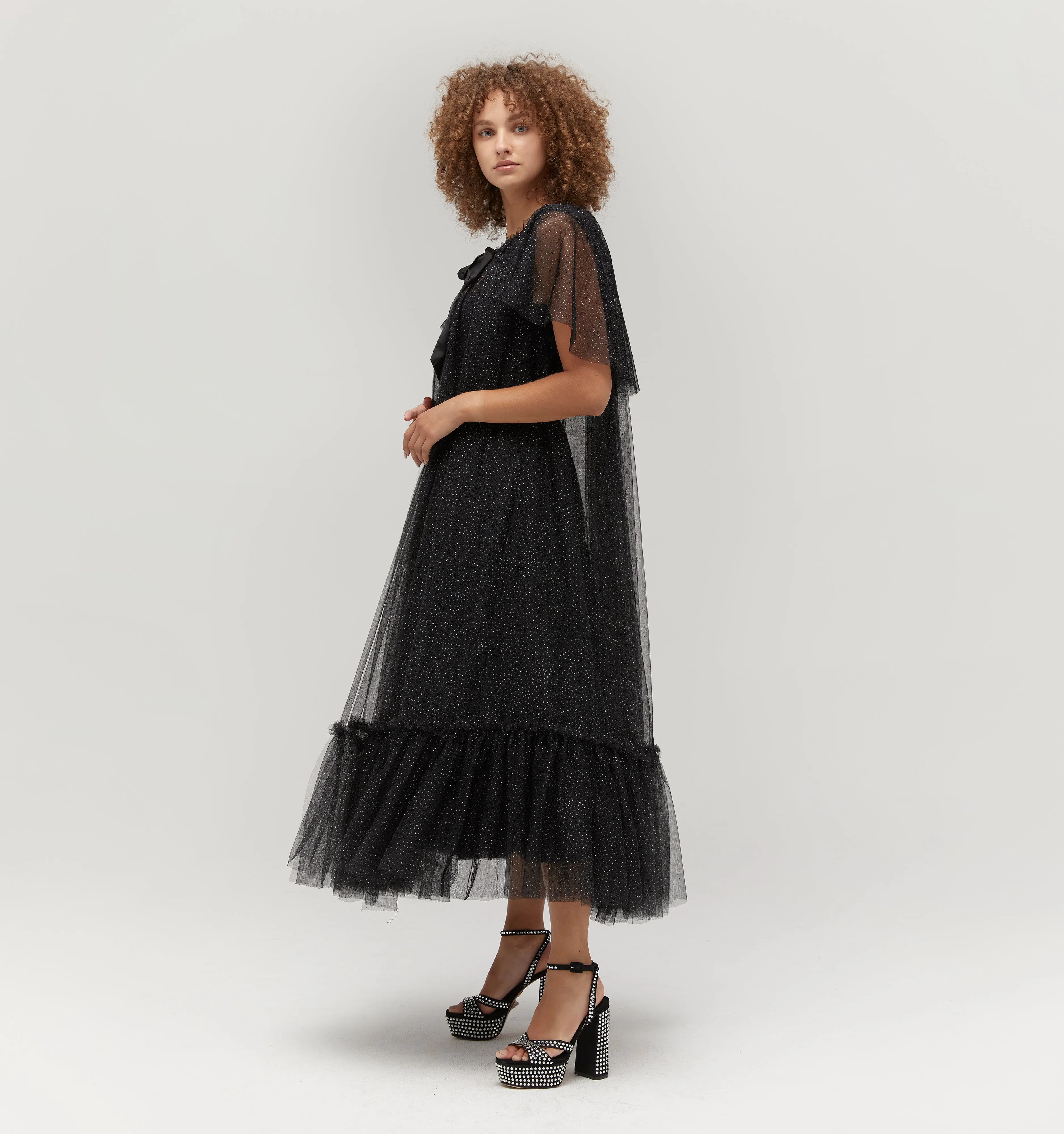 The Tulle Coco Duster - Black Glitter Tulle