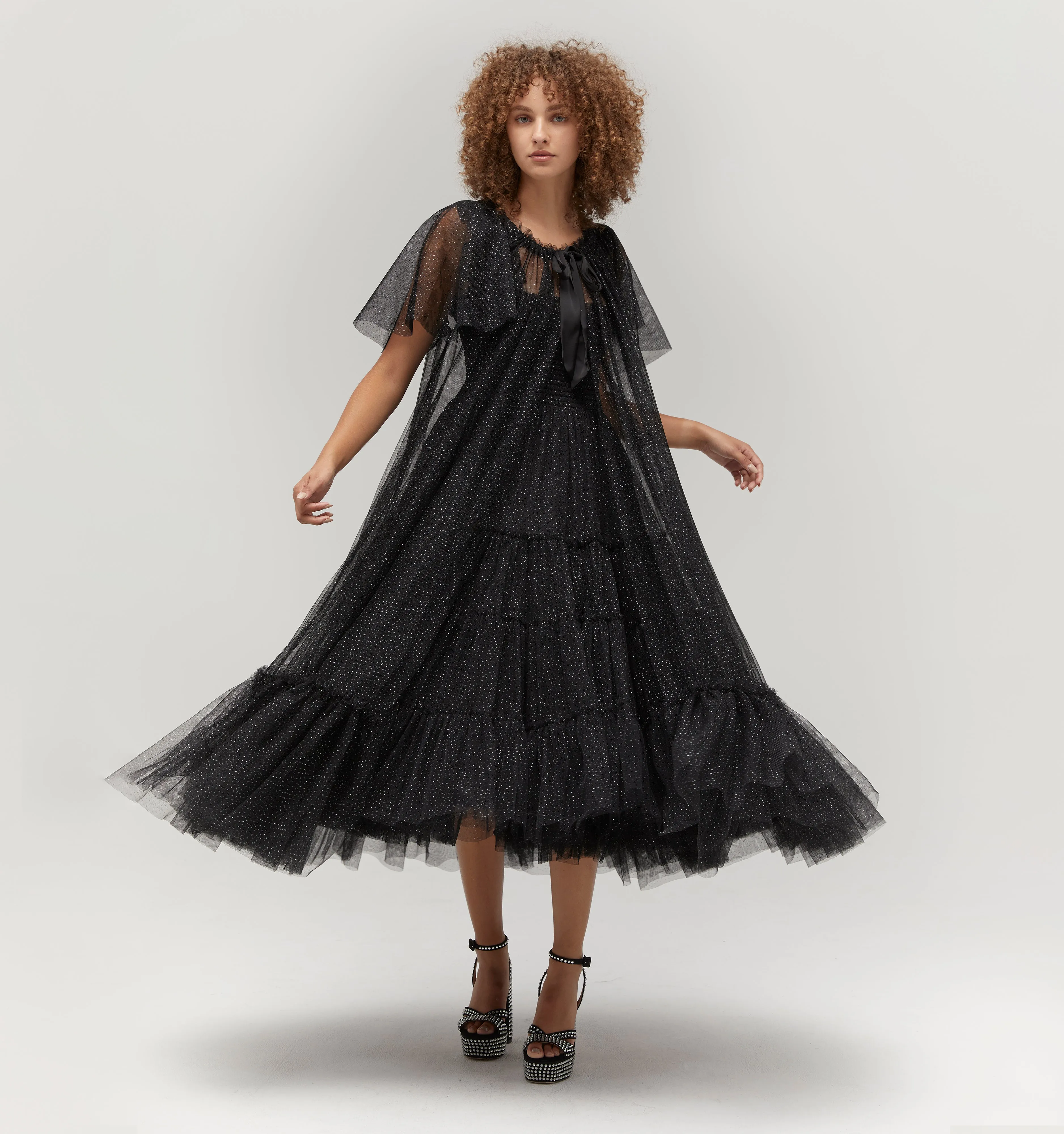 The Tulle Coco Duster - Black Glitter Tulle