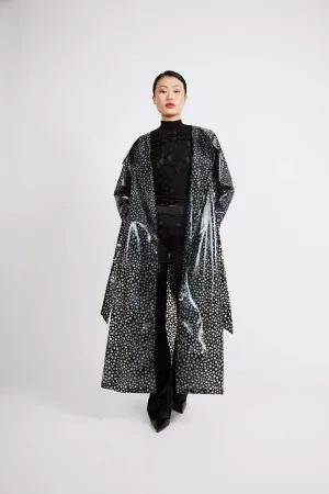 Transparent Polka Dot Vinyl Trench Coat with Hood