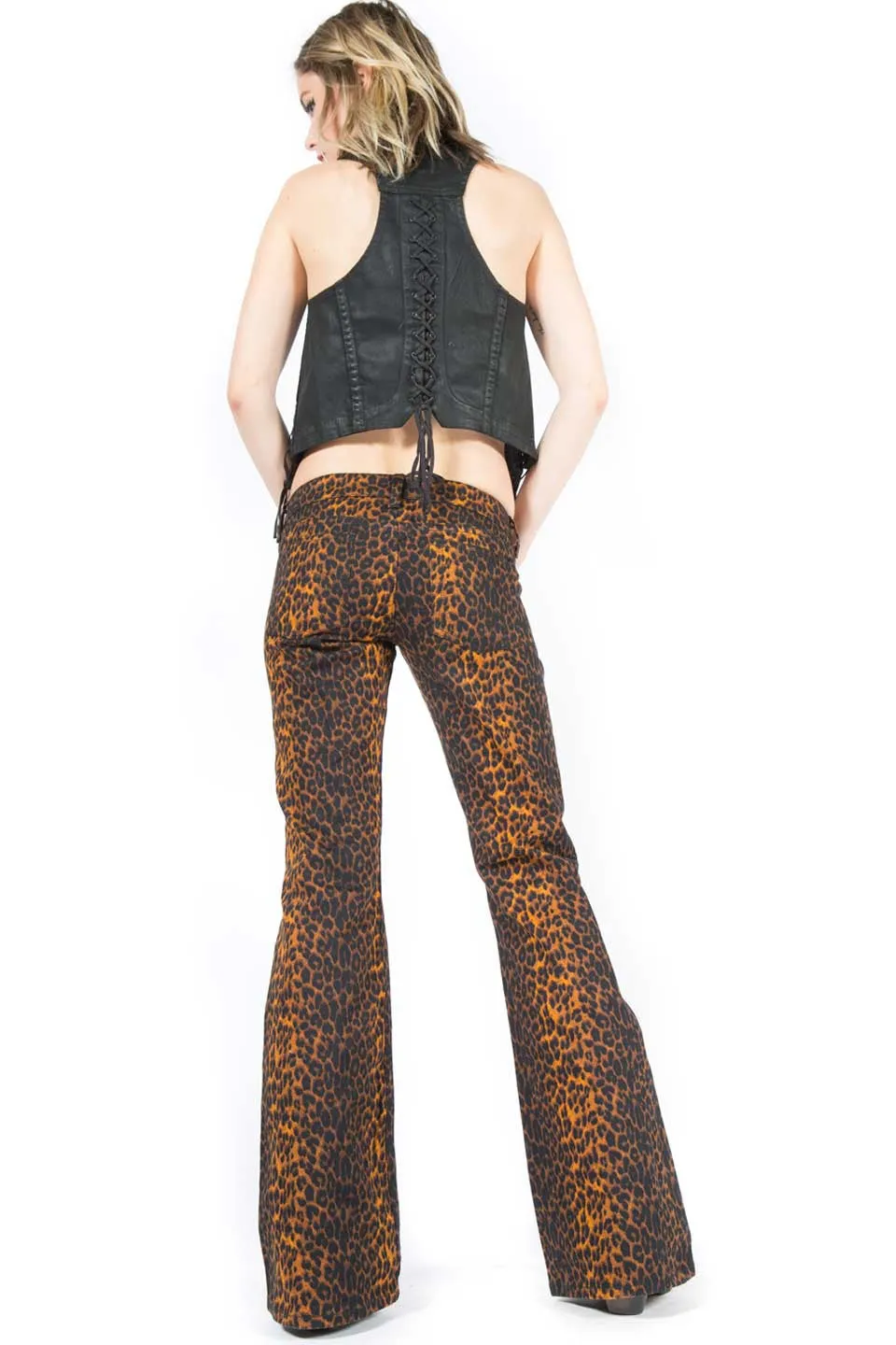 Vintage Leopard Boot Cut Jeans