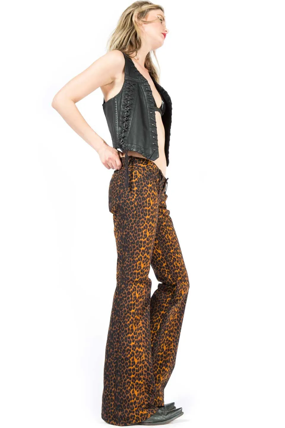 Vintage Leopard Boot Cut Jeans