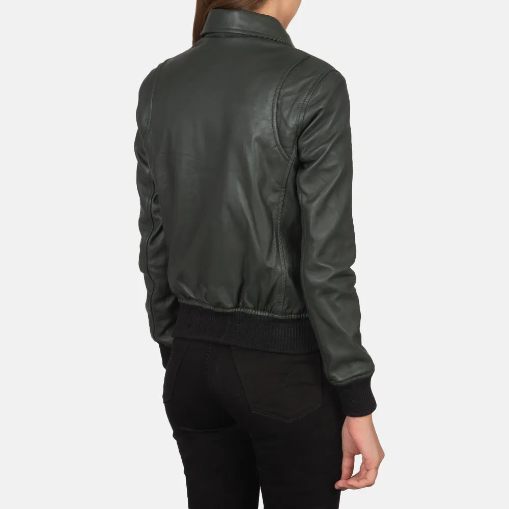 Westa A-2 Green Leather Bomber Jacket