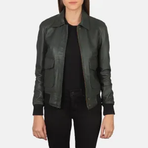 Westa A-2 Green Leather Bomber Jacket