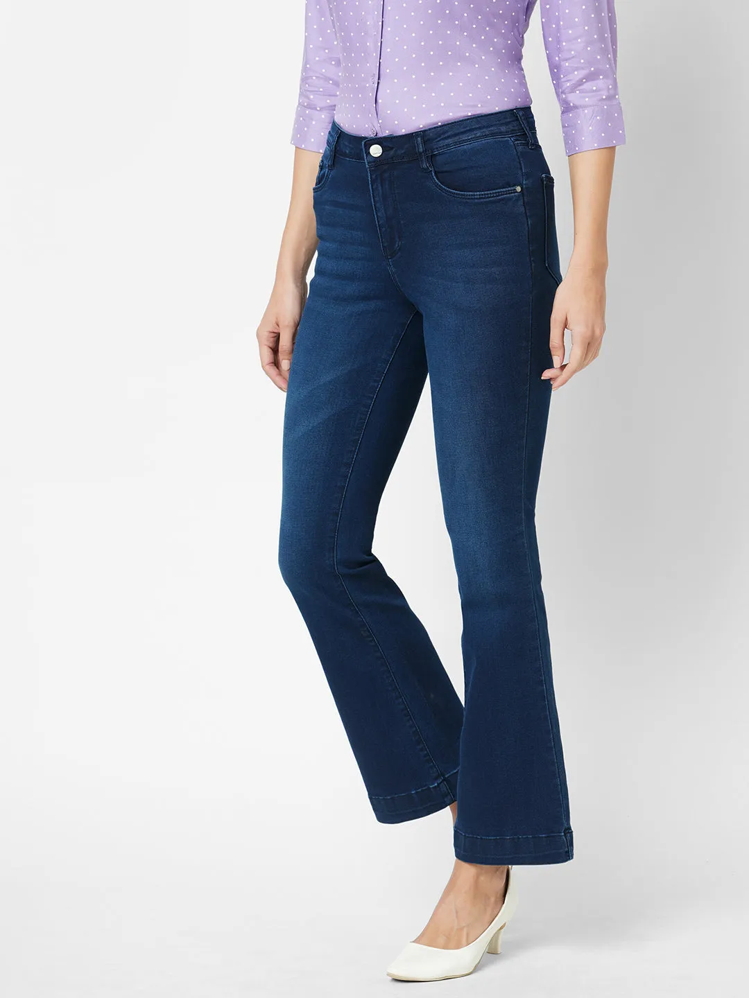 Women High-Rise Mini Flare Jeans