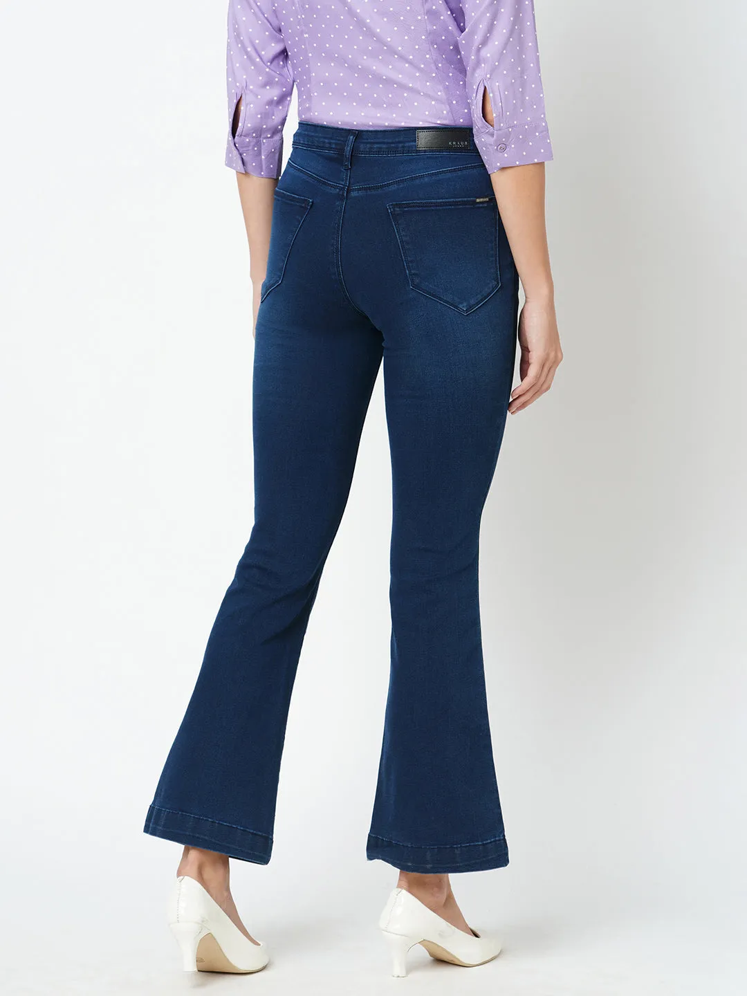 Women High-Rise Mini Flare Jeans