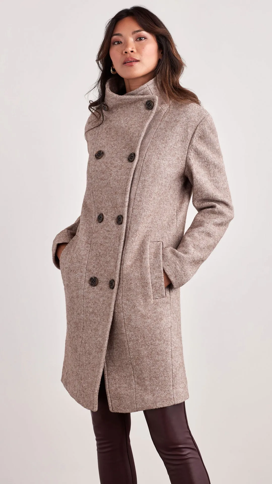 WOOL BOUCLE PEA COAT